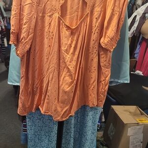Torrid Orange Eyelet Blouse